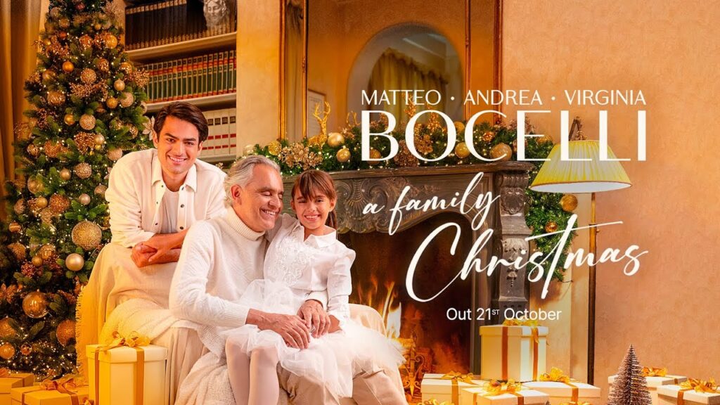 Tenor italiano Andrea Bocelli apresenta álbum de Natal com seus filhos na Piazza Duomo em Milão